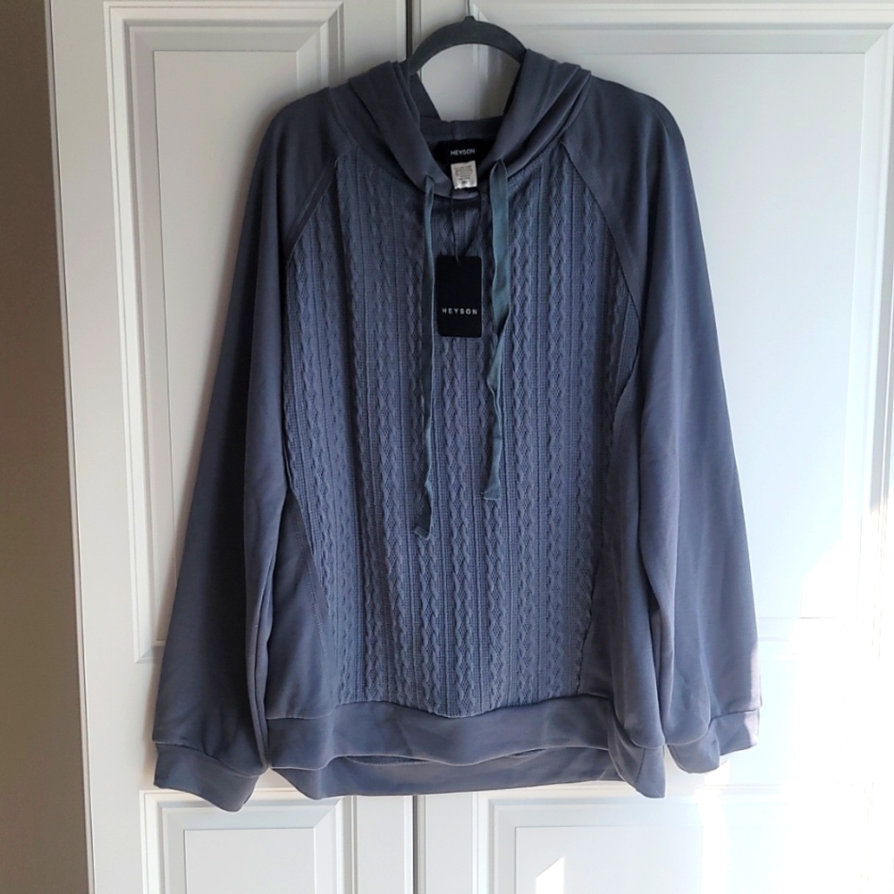 NWT Heyson Hooded Textured Pullover Women's Plus Size 1XL